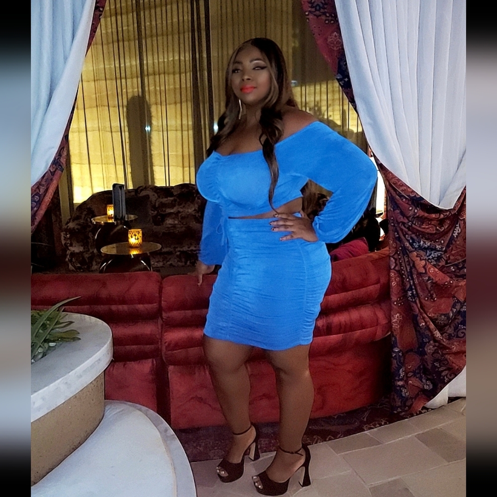 2piece blue skirt set